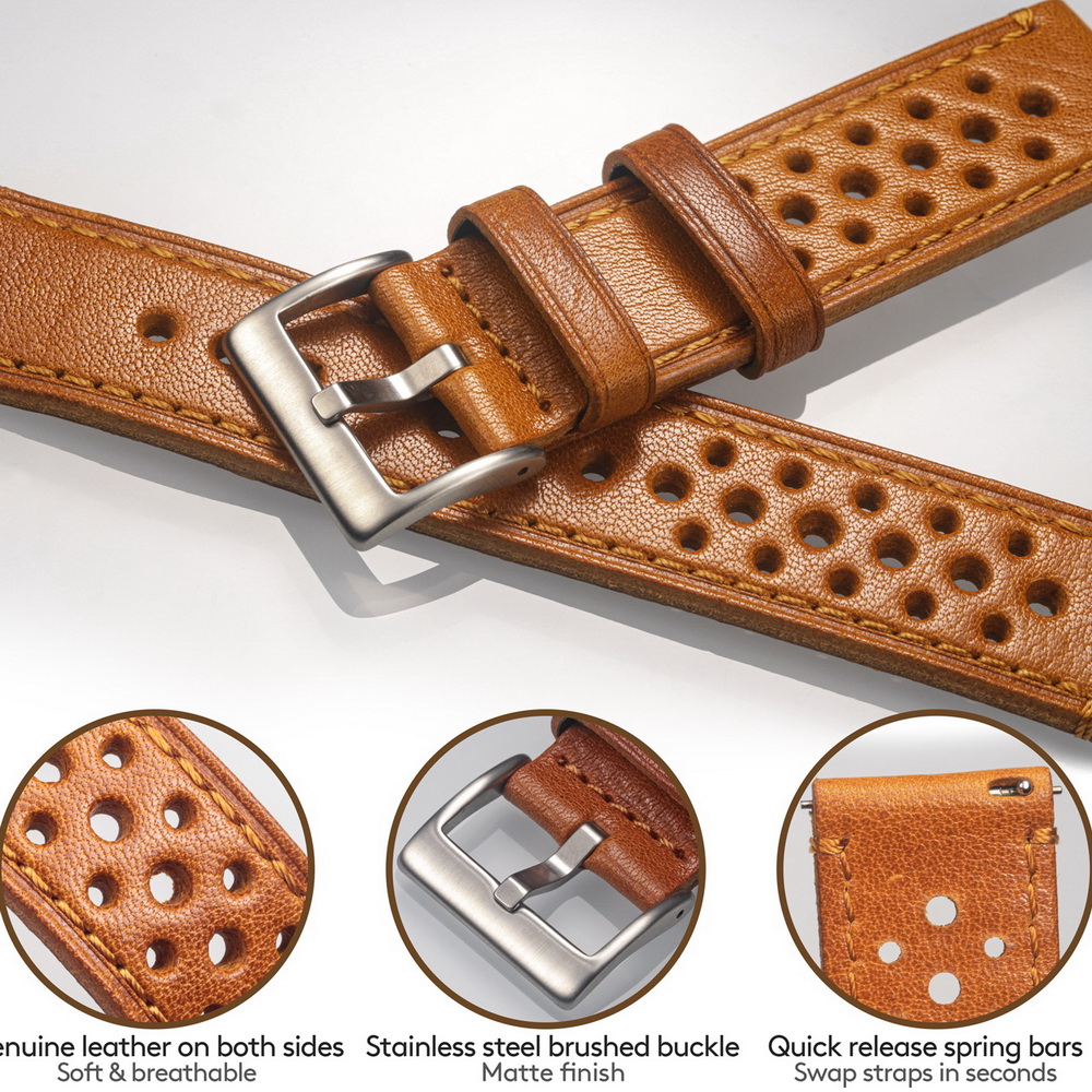Hemsut Cowhide Watch Band Quic - Leather Strap Quick Release review and price